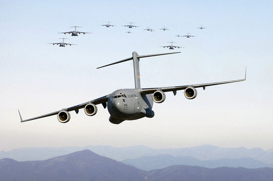 Flying Aircraft Grey Cargo Plane Picture Print Wall Home Decor Jigsaw Puzzle