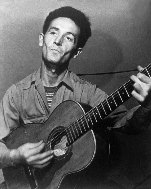 Folk Blues Singer Woody Guthrie Glossy Keychain Guitar Keychain