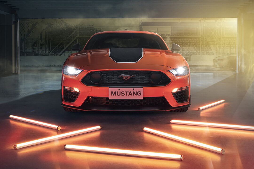 Ford Mustang Red Front View Neon Lights Art Home Decor Jigsaw Puzzle