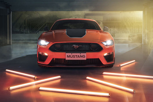Ford Mustang Red Front View Neon Lights Art Home Decor Jigsaw Puzzle