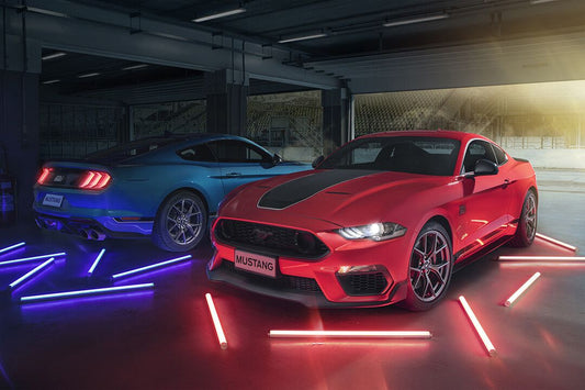 Ford Mustang Red And Blue Neon Lights Art Home Decor Jigsaw Puzzle