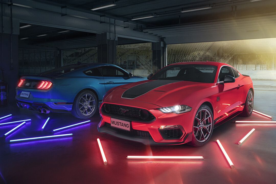 Ford Mustang Red And Blue Neon Lights Art Home Decor Keychain