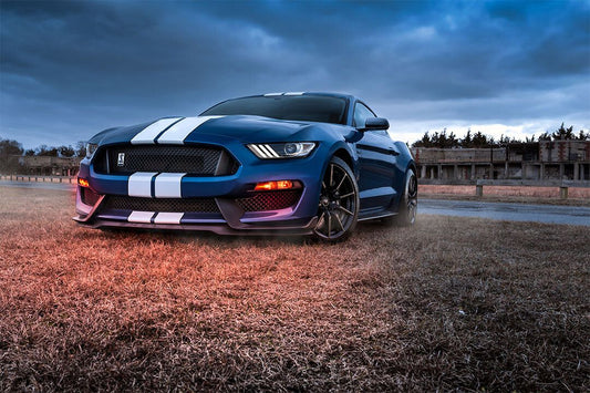 Ford Mustang Shelby Gt500 Blue Sporty Car Front View Indoor Jigsaw Puzzle