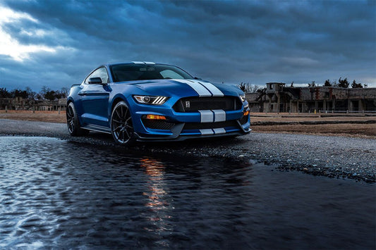 Ford Mustang Shelby Gt500 Blue Sporty Car Wall Indoor Jigsaw Puzzle