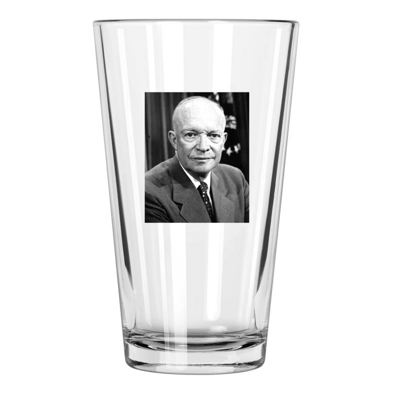 Former President Dwight D. Eisenhower Photo War General Pint Beer Drinking Glass