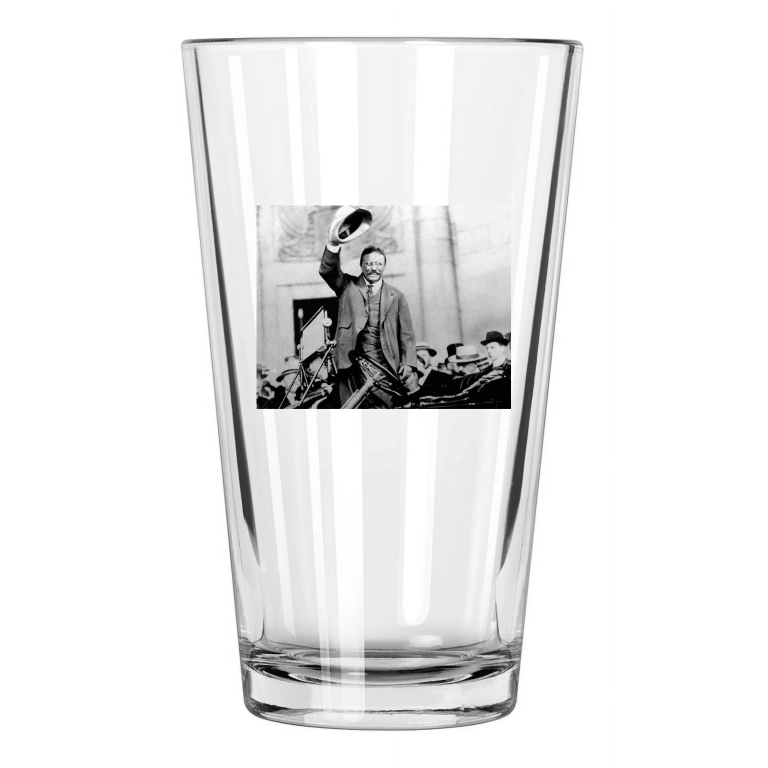 Former President Theodore 'Teddy' Roosevelt Photo Pint Beer Drinking Glass