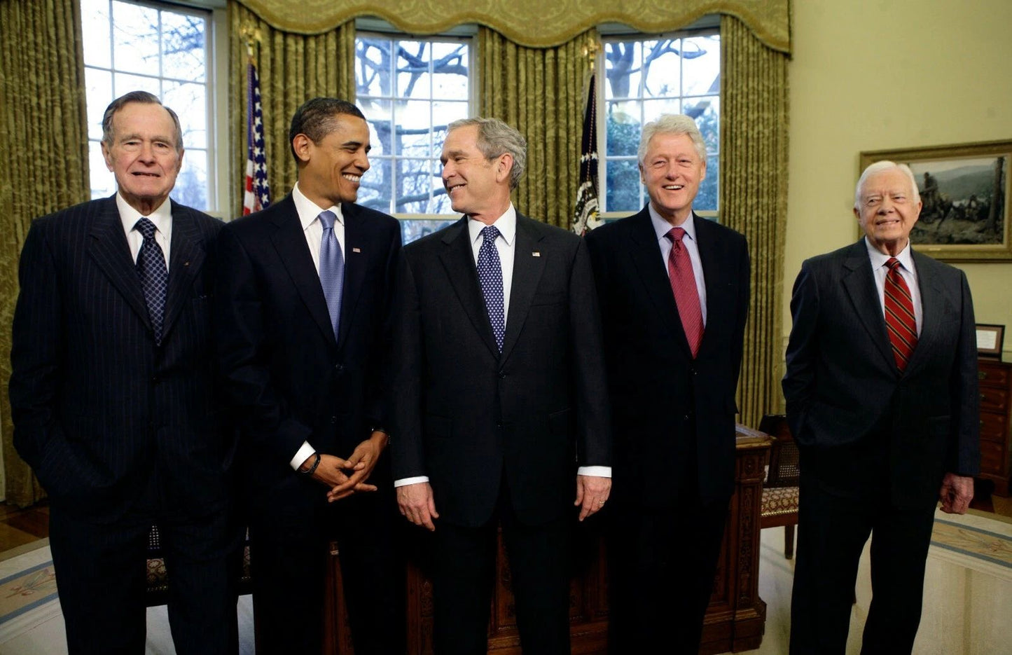 Former Presidents Obama Clinton Bush Carter Keychain Picture Reprint