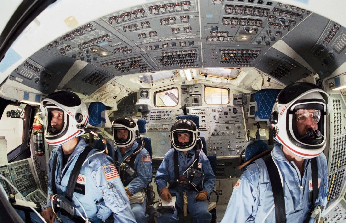 Four Members Of Nasa Challenger Sts 51L Crew Flight Deck Magnet Picture 8 X 10