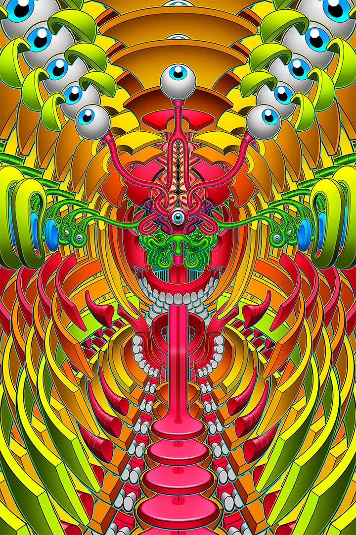 Fractal Peace Psychedelic Painting Picture Print Wall Home Decor Keychain