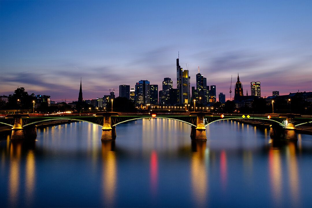 Frankfurt Am Main Bridge Across The River At Night Art Wall Decor Jigsaw Puzzle