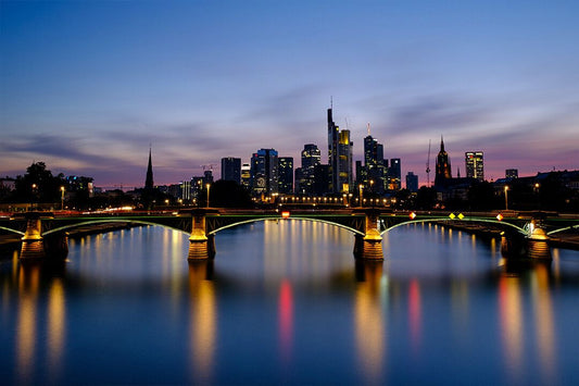 Frankfurt Am Main Bridge Across The River At Night Art Wall Decor Jigsaw Puzzle