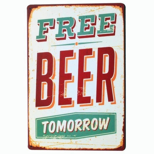 Free Beer Tomorrow Classic Man Cave Funny Retro