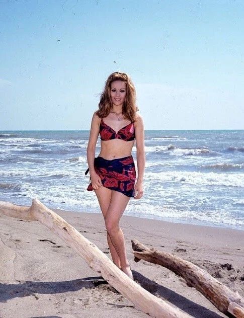 French Actress Claudine Auger Beach Picture Poster Photo Print