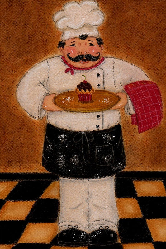 French Cook Kitchen Fat Chef Dancing Print Jigsaw Puzzle