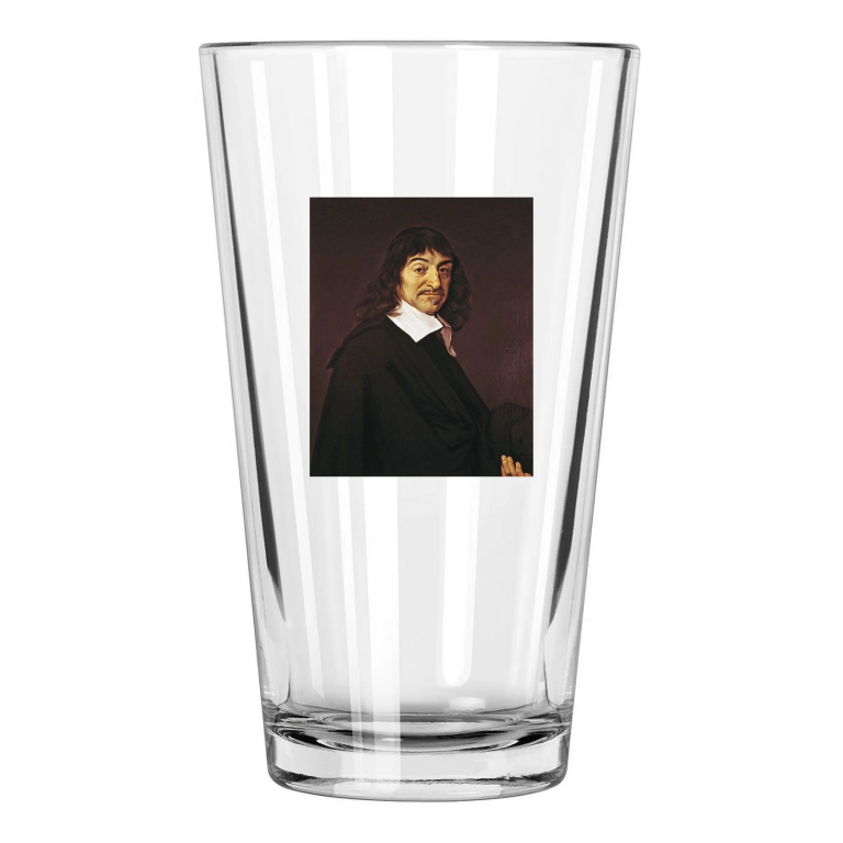 French Philosopher Rene Descartes Photo Oil Painting Pint Beer Drinking Glass