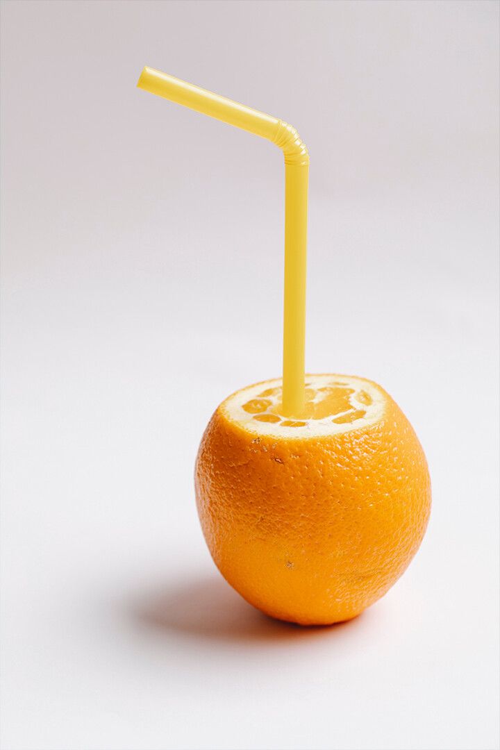 Fresh Orange With Straw On White Background Art Wall Decor Jigsaw Puzzle