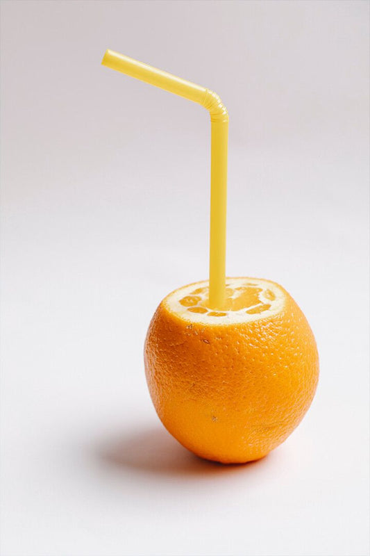 Fresh Orange With Straw On White Background Art Wall Decor Jigsaw Puzzle