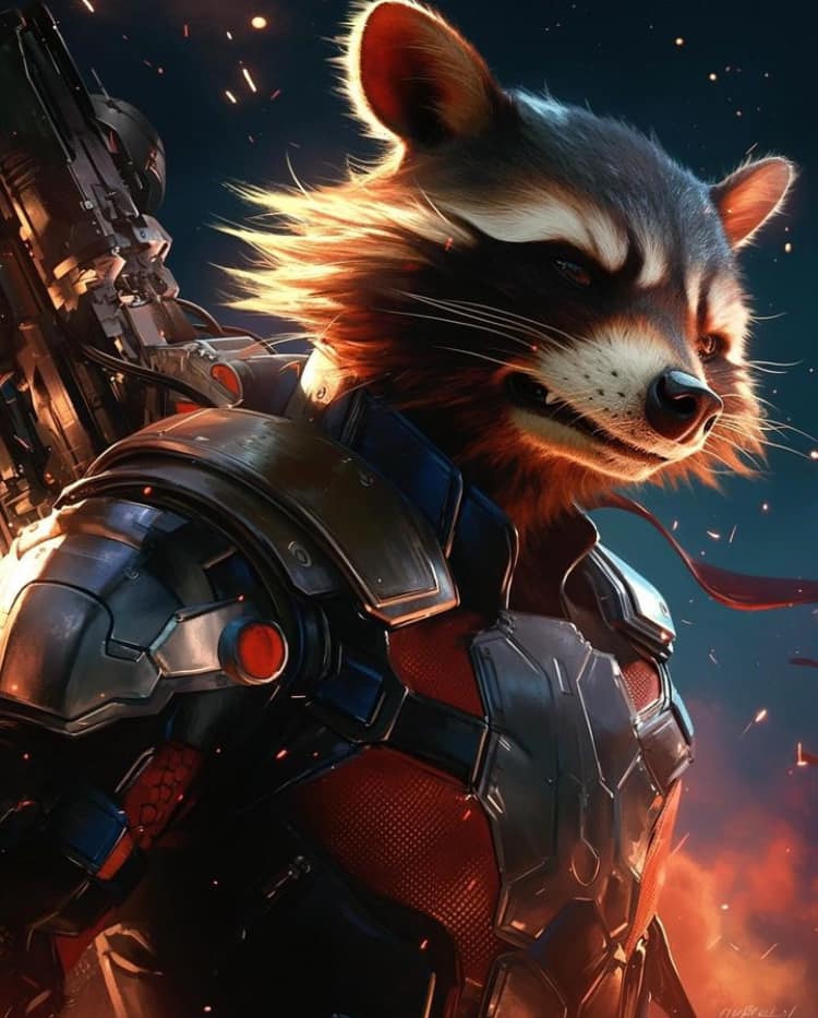 Futuristic Anthropomorphic Hero Print Poster