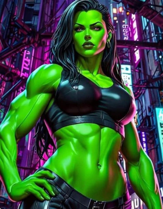 Futuristic Female Superhero Portrait Print Poster