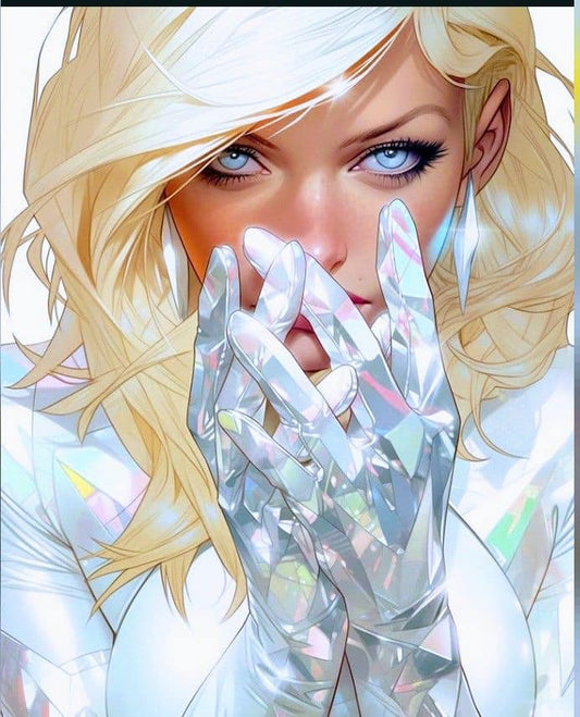 Futuristic Portrait Sparkling Hands Print Poster