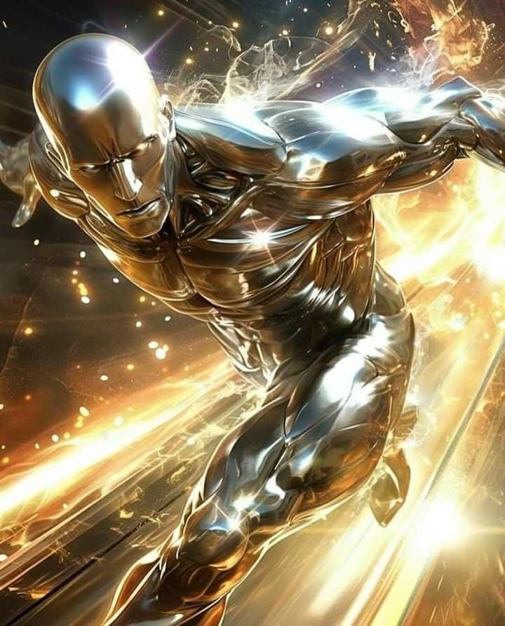 Futuristic Silver Sculpture Action Print Poster