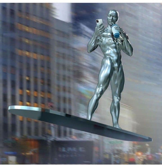 Futuristic Statue Urban Background Print Poster