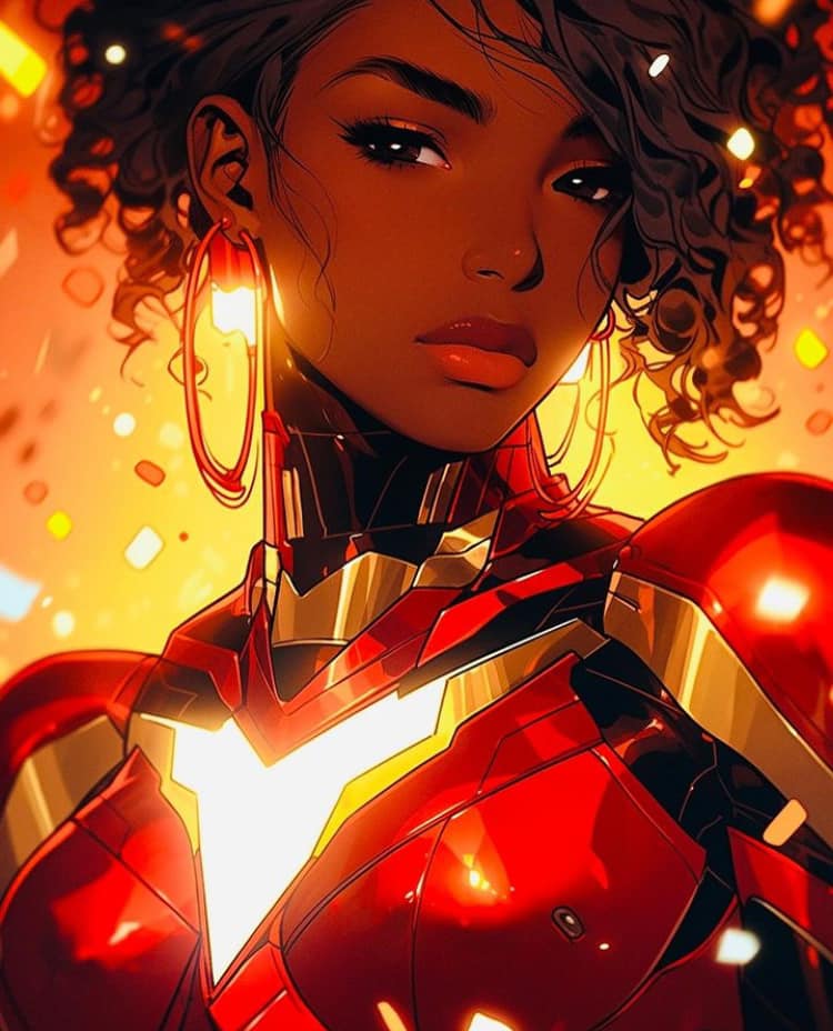 Futuristic Superhero Portrait Print Poster