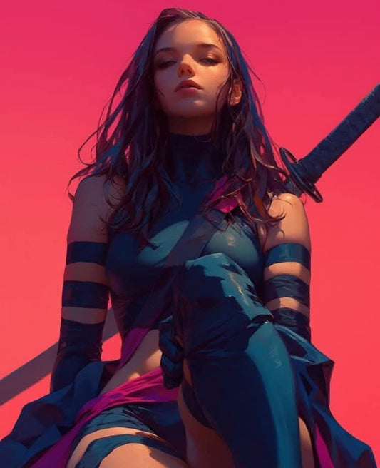 Futuristic Warrior Portrait Print Poster