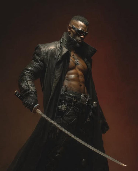 Futuristic Warrior With Sword Print Poster