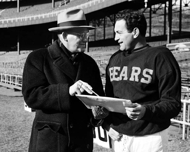 George Halas And Sid Luckman Glossy Magnet Chicago Bears Print