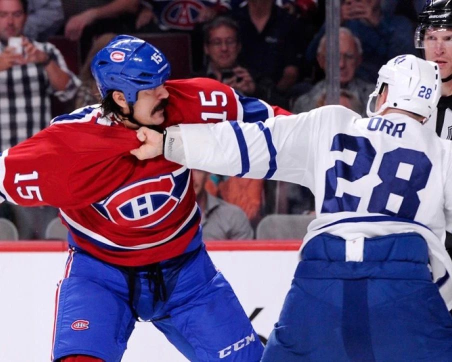 George Parros Vs Colton Orr Keychain Hockey Canadiens Leafs Picture Nhl Fight