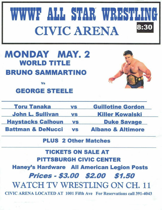 George Steele Vs Bruno Sammartino Poster Photo Wrestling Picture Wwf