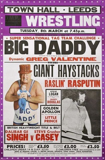 Greg Valentine V Giant Haystacks Photo Wrestling Picture