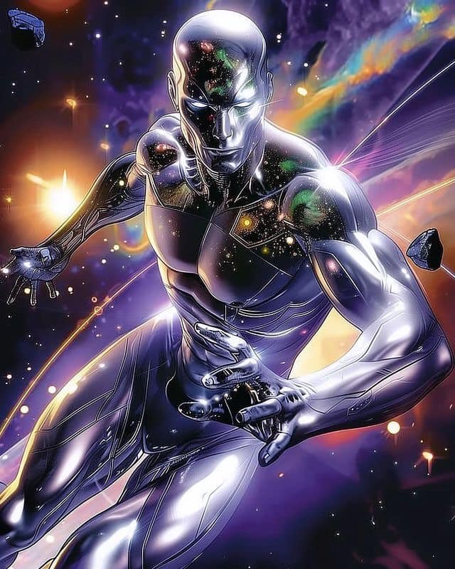 Galactic Silver Hero Print Poster