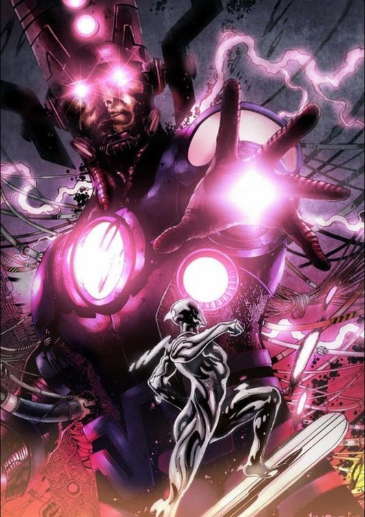 Galactus Silver Surfer Battle Print Poster