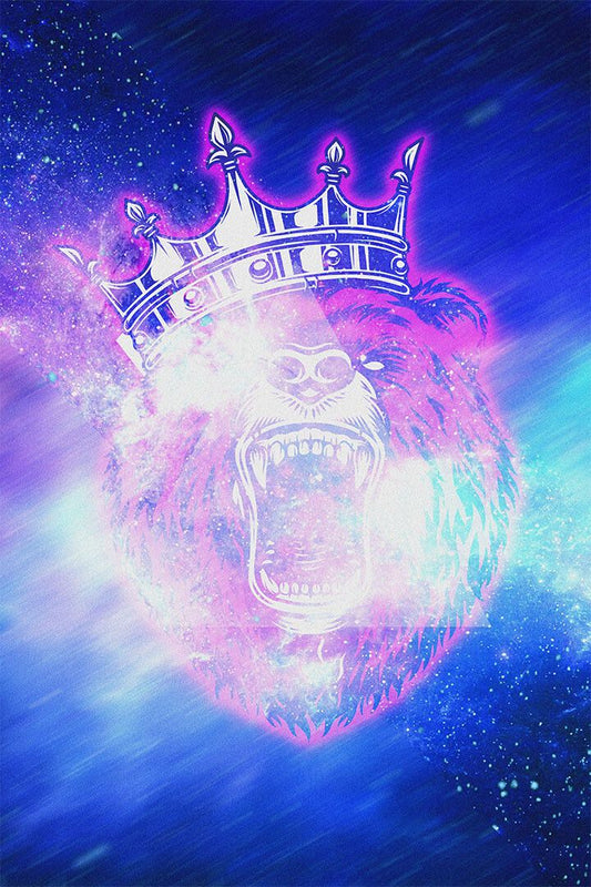 Galaxy Bear Cutout Colorful Background Painting Print Jigsaw Puzzle