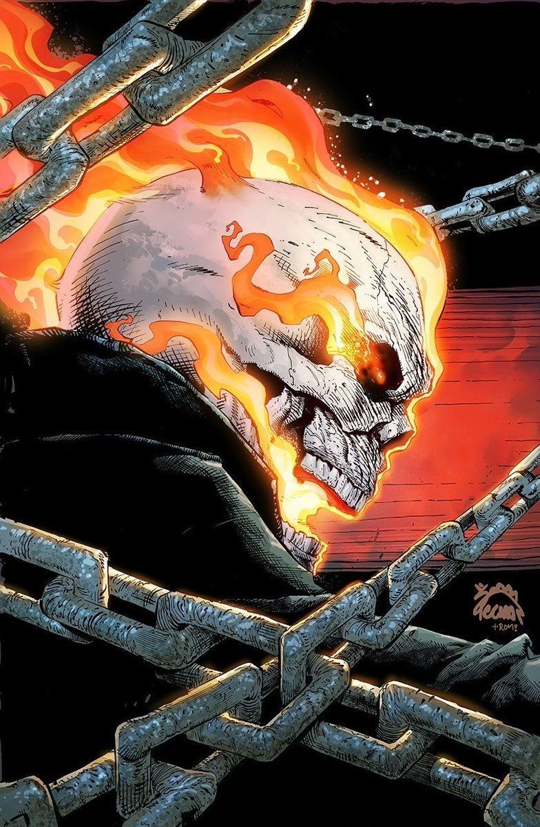 Ghost Rider Flaming Skull Artwork Print Poster