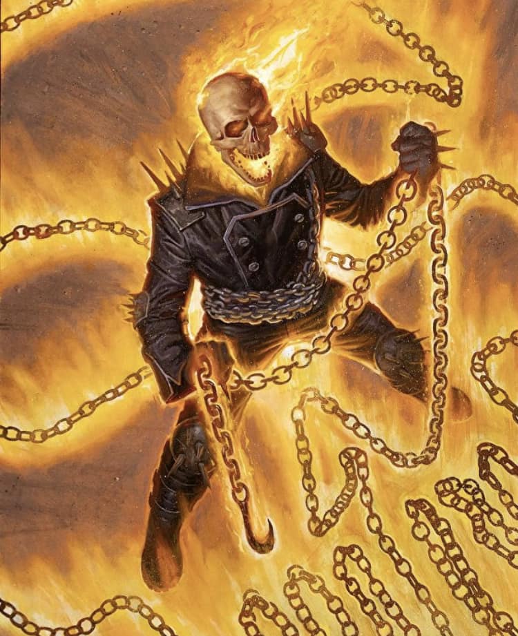 Ghost Rider In Flames Print Poster