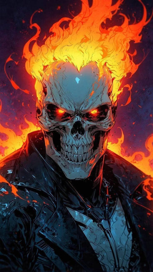 Ghost Rider Portrait Flame Effects Print Poster
