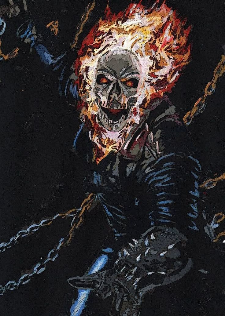 Ghost Rider Skull Flames Chains Jigsaw Puzzle