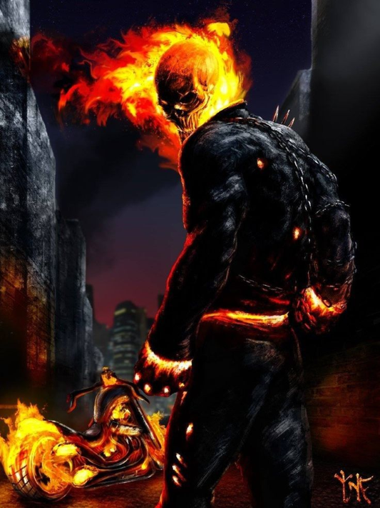 Ghost Rider Flame Skull 001 Print Poster
