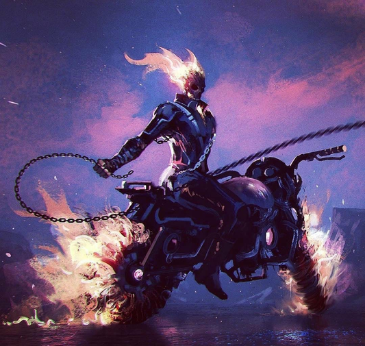 Ghost Rider Flaming Motorcycle 137 Print Poster