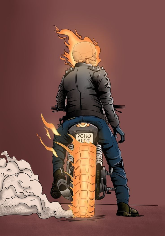 Ghost Rider Flaming Motorcycle 843 Print Poster