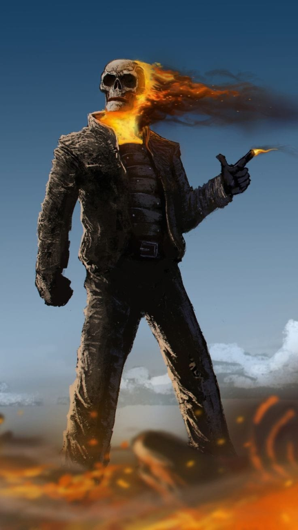 Ghost Rider Flaming Skull 002 Print Poster