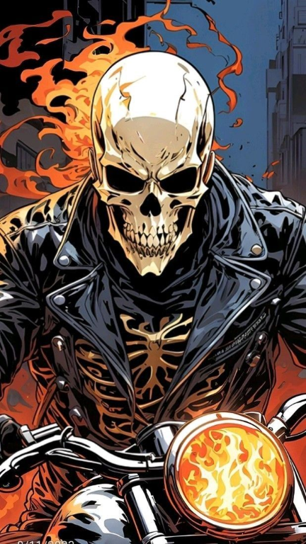 Ghost Rider Motorbike Flaming Skull 001 Jigsaw Puzzle
