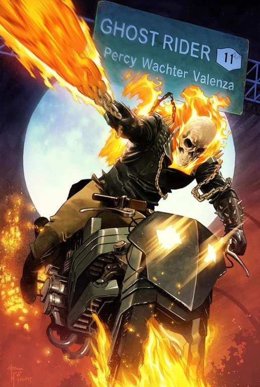 Ghost Rider On Flame Motorcycle 12 Print Poster