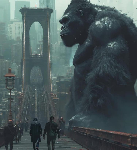 Giant Gorilla Brooklyn Bridge Cityscape Print Poster