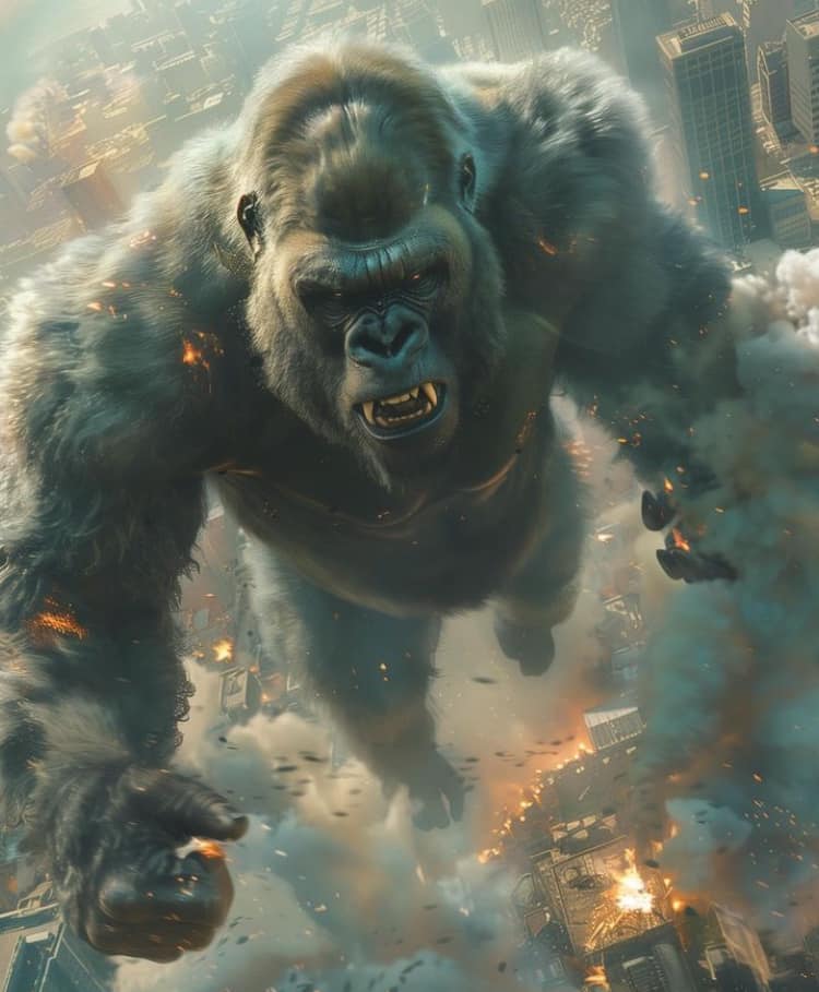 Giant Gorilla Destroying Cityscape Jigsaw Puzzle