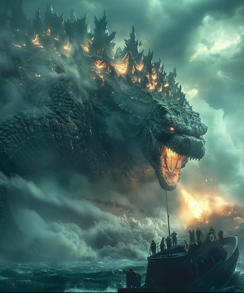 Giant Monster Attack Ship Print Poster