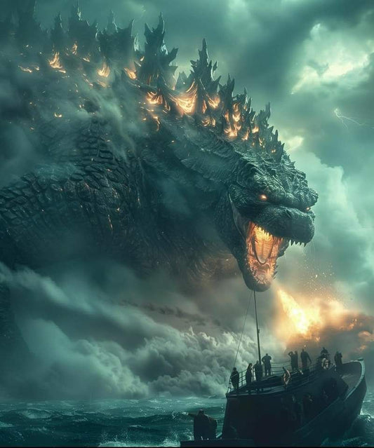 Giant Monster Attack Ship Print Poster